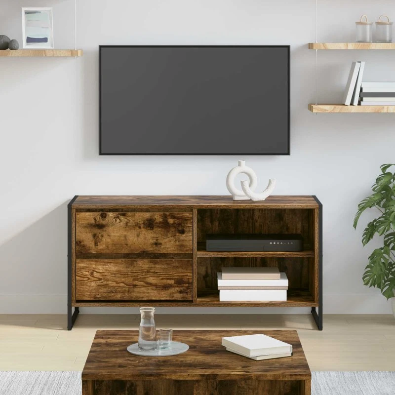 vidaXL TV-skab med skuffe, røget eg, 100 x 36 x 49,5 cm