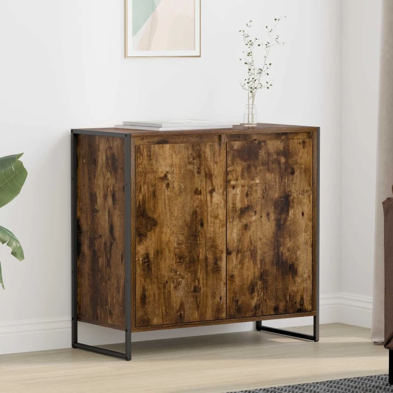vidaXL Sideskab Røget Eg 79x36x75 cm Konstrueret Træ