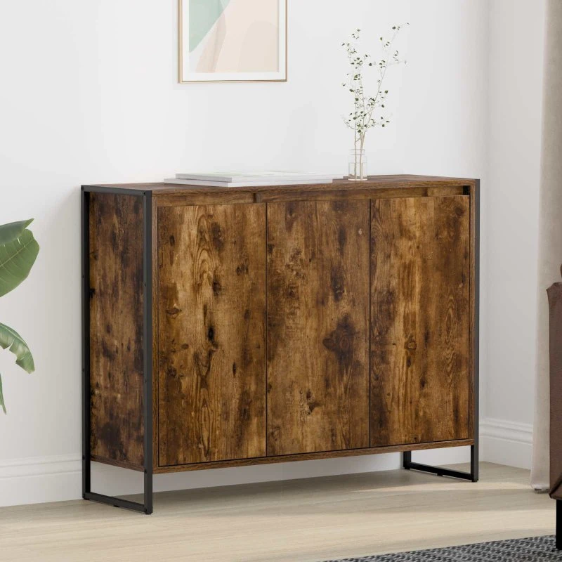 vidaXL Sideskab Røget Eg 96,5 x 30 x 75 cm Konstrueret Træ