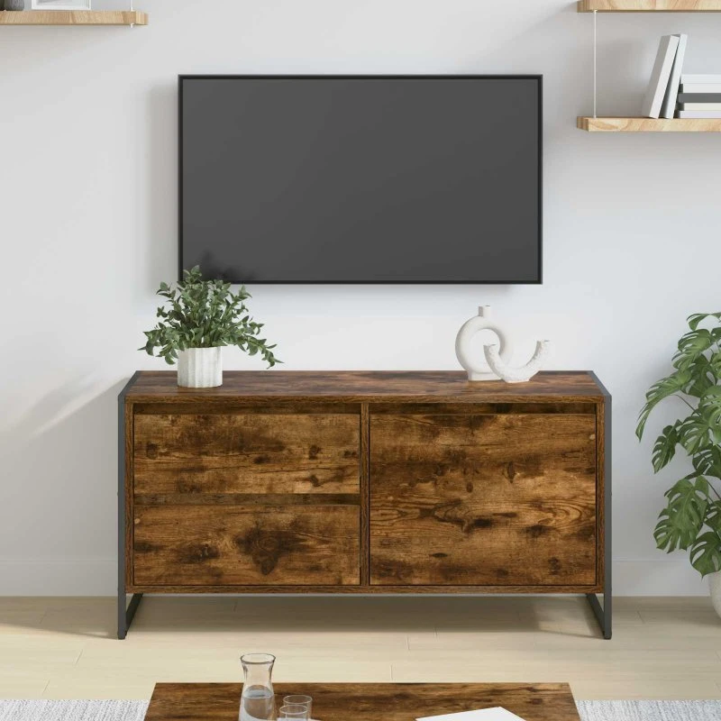 vidaXL TV-skab med skuffe, røget eg, 100 x 36 x 49,5 cm