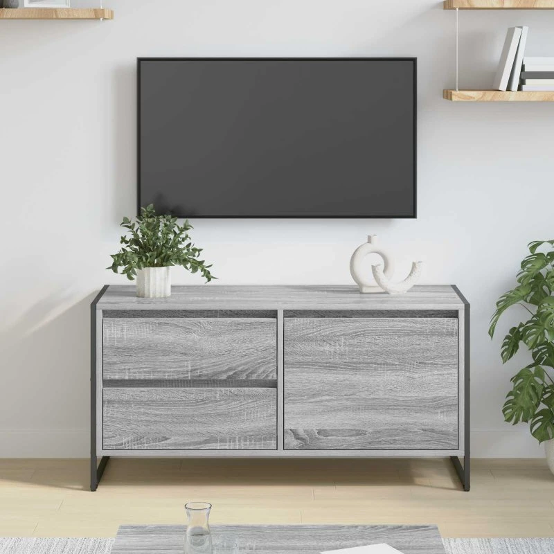 vidaXL TV-skab Grå Sonoma 100 x 36 x 49,5 cm Konstrueret træ