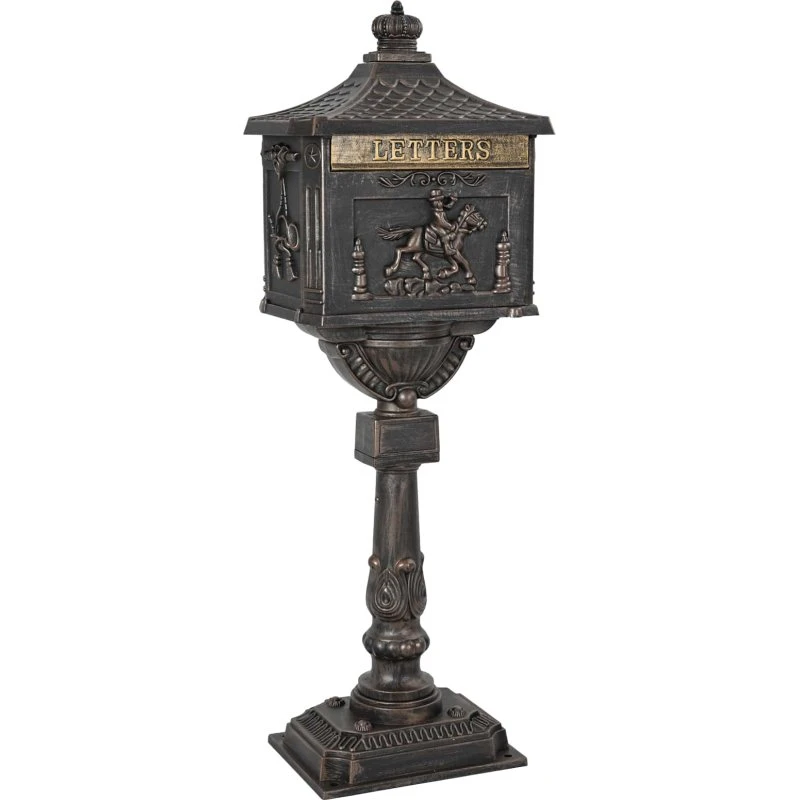 vidaXL Stående Postkasse Bronze 42,5 x 29,5 x 117 cm Aluminium