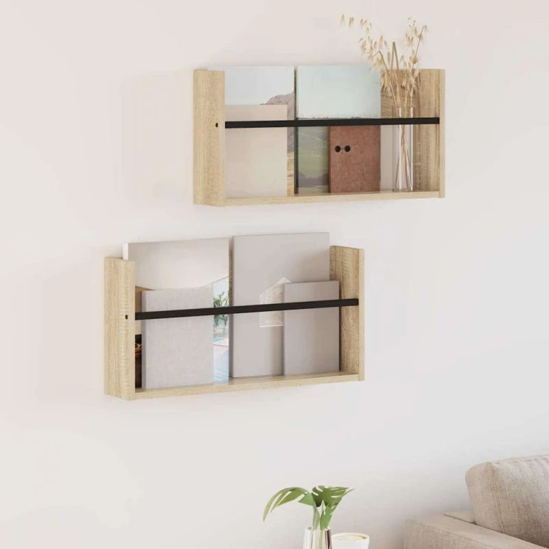 vidaXL Magasin Rack 2 stk Sonoma eg 60 x 12 x 30 cm Konstrueret træ