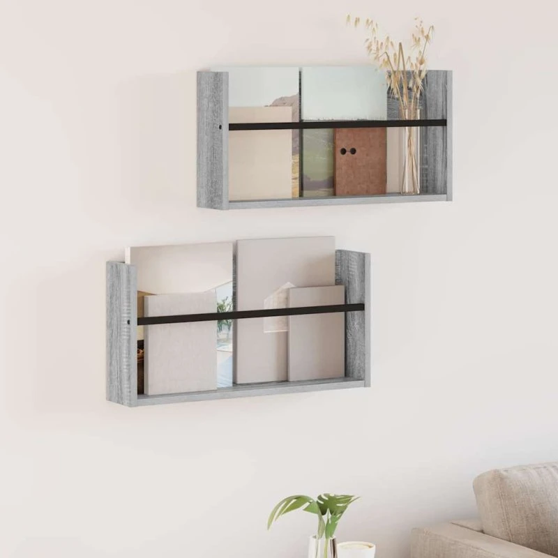 vidaXL Magasin Rack 2 stk Grå Sonoma 60 x 12 x 30 cm Konstrueret Træ