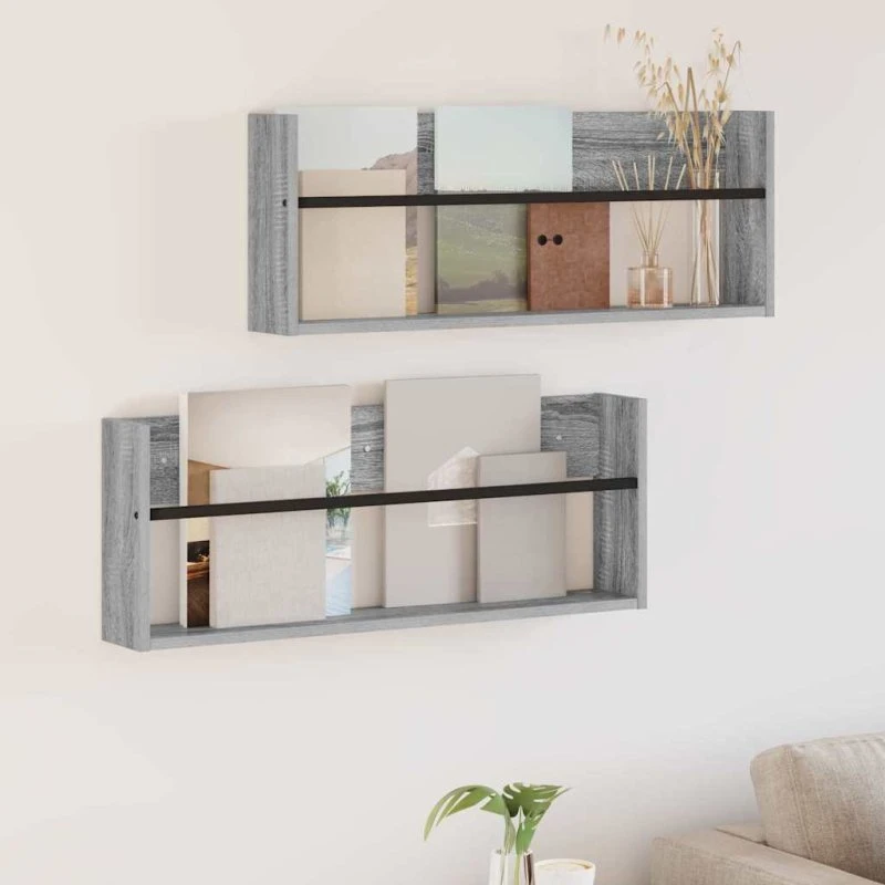 vidaXL Magasin Rack 2 stk Grå Sonoma 80 x 12 x 30 cm Konstrueret Træ