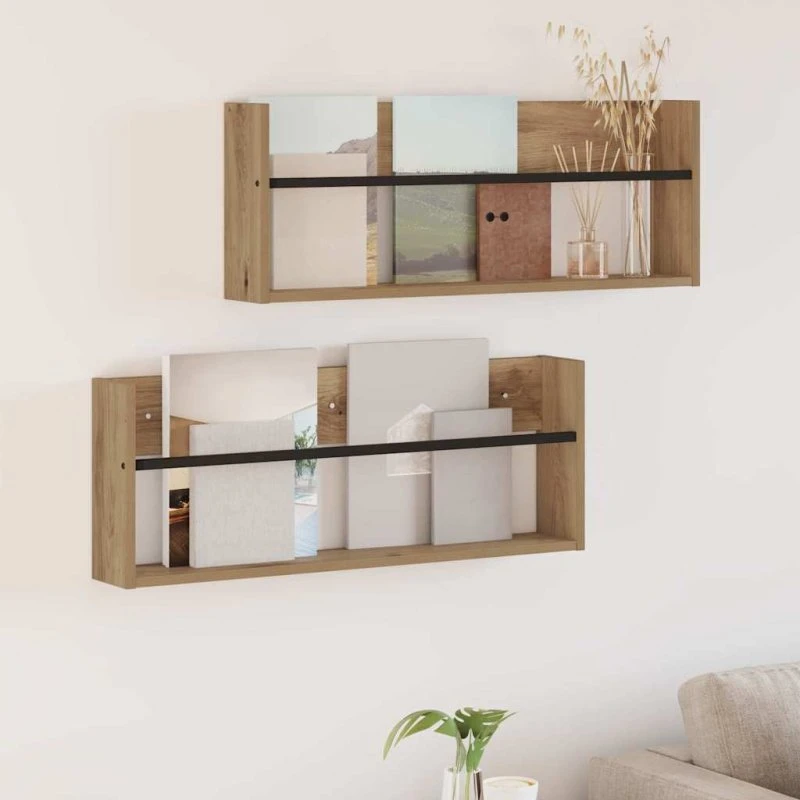 vidaXL Magasin Rack 2 stk, Artisan Egetræ, 80 x 12 x 30 cm