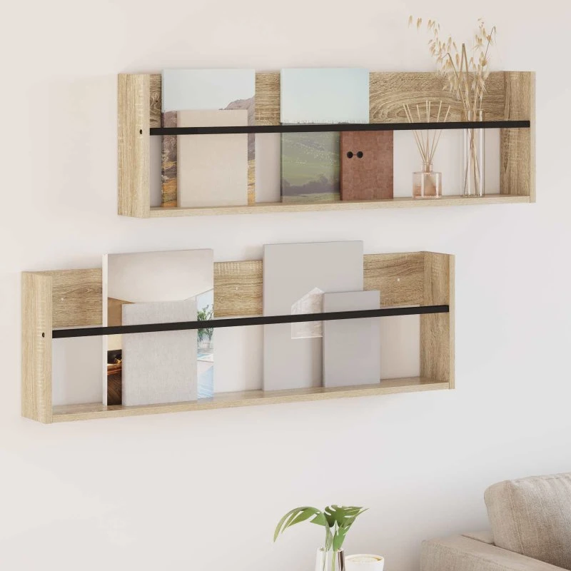 vidaXL Magasin Rack 2 stk Sonoma eg 100 x 12 x 30 cm Konstrueret træ