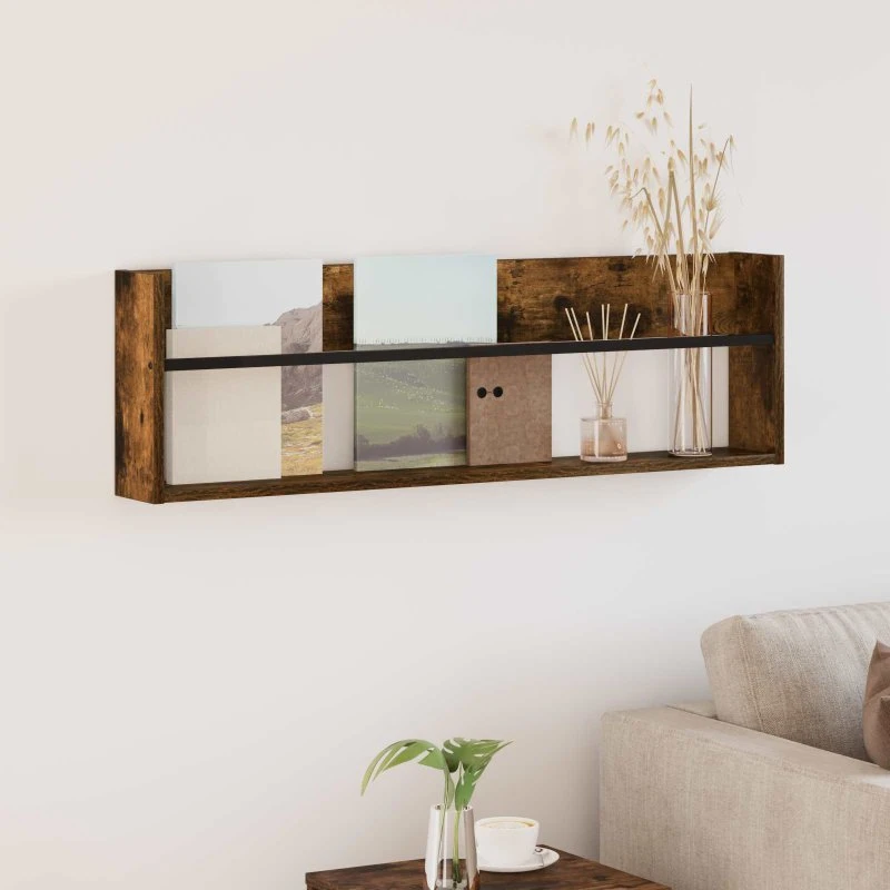 vidaXL Magasin Rack Røget Eg 100 x 12 x 30 cm Konstrueret Træ