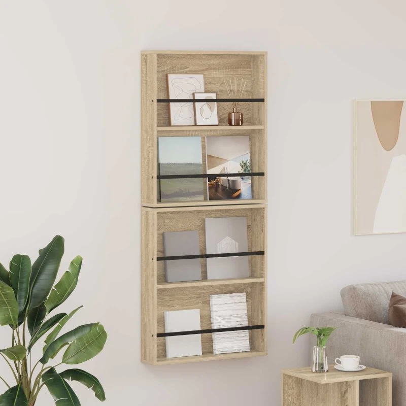 vidaXL Magasin Rack 2 stk, Sonoma eg, 60 x 12 x 70 cm, konstrueret træ