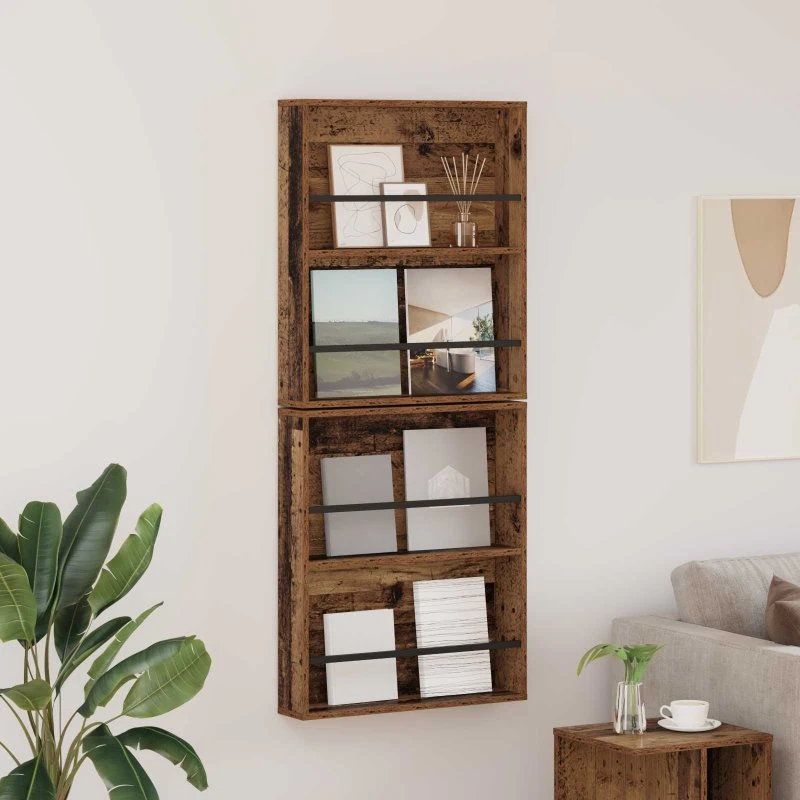 vidaXL Magasin Rack 2 stk, Gammelt træ, 60 x 12 x 70 cm