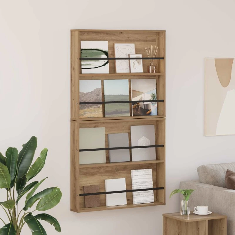 vidaXL Magasin Rack 2 stk, Artisan Egetræ, 80 x 12 x 70 cm