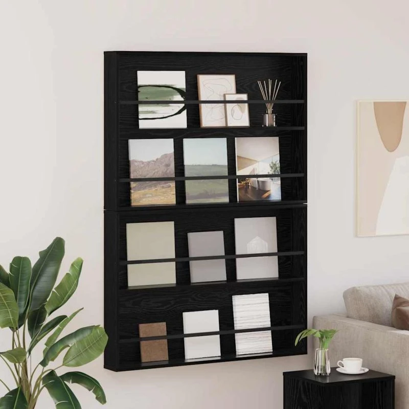 vidaXL Magasin Rack 2 stk, Sort, 100 x 12 x 70 cm, Konstrueret Træ