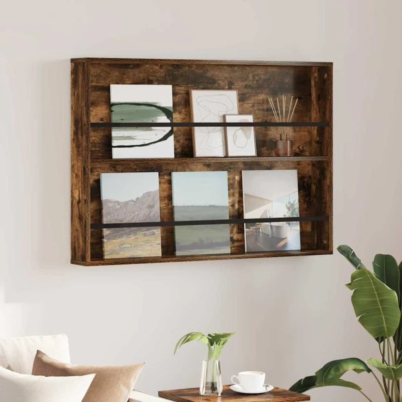vidaXL Røget Eg Magasin Rack 100x12x70 cm Konstrueret Træ