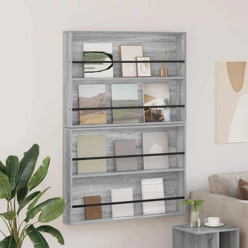 vidaXL Magasin Rack 2 stk Grå Sonoma 100 x 12 x 70 cm Konstrueret Træ