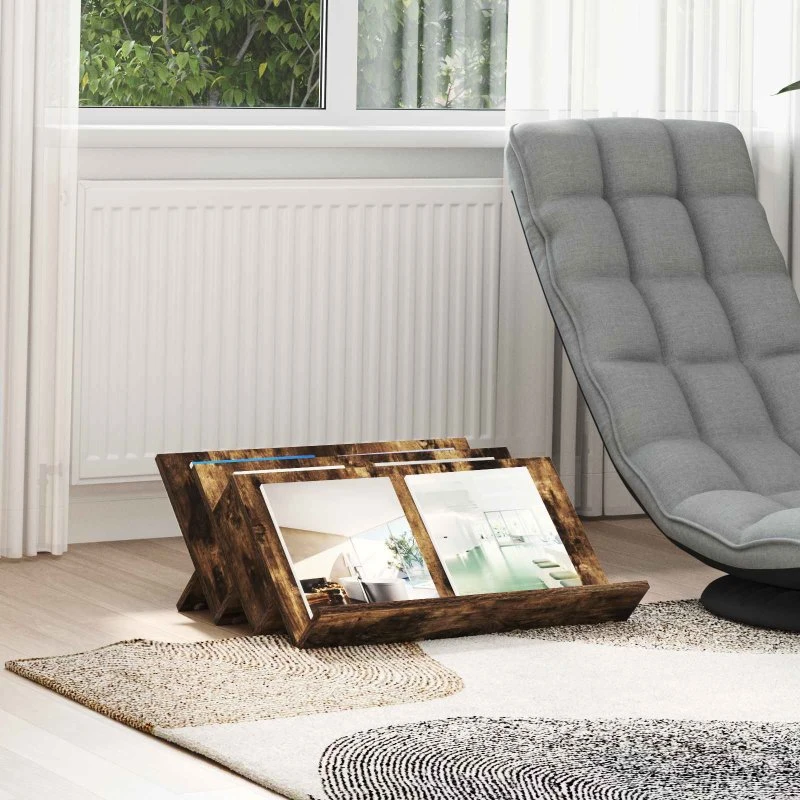 vidaXL Røget Eg Magasin Rack 65 x 53 x 28,5 cm Konstrueret Træ