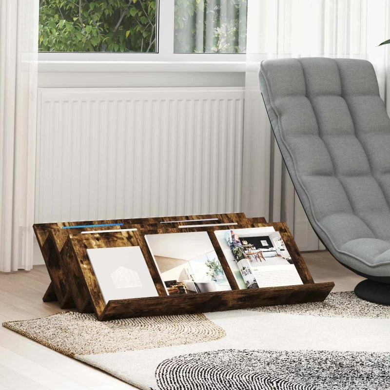 vidaXL Magasin Rack Røget Eg 90 x 53 x 28,5 cm Konstrueret Træ