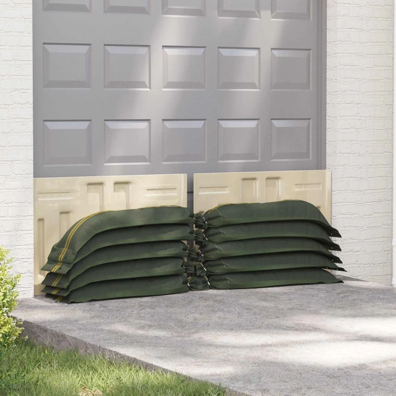vidaXL Sandsække 10 stk Mørkegrøn 120 x 27 cm HDPE