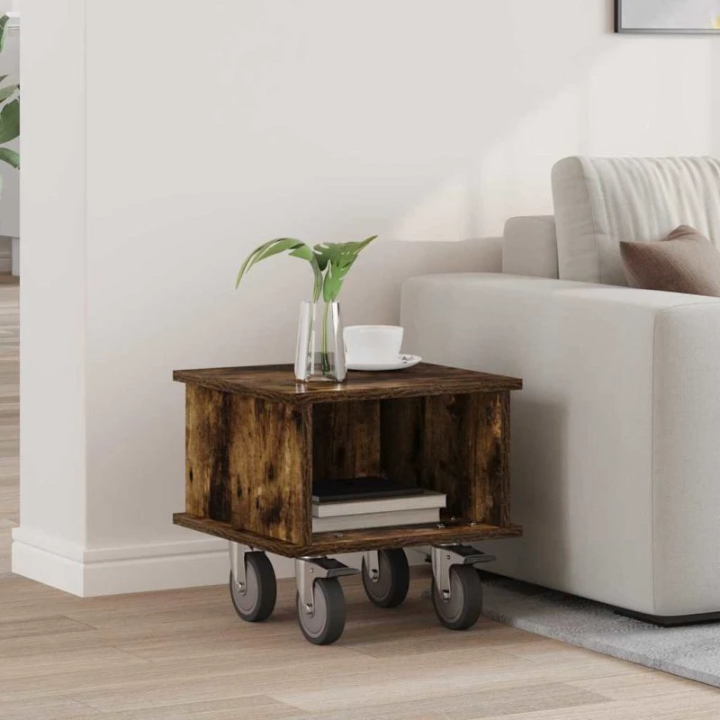 vidaXL TV-bord Røget eg 37 x 35 x 35 cm Konstrueret træ