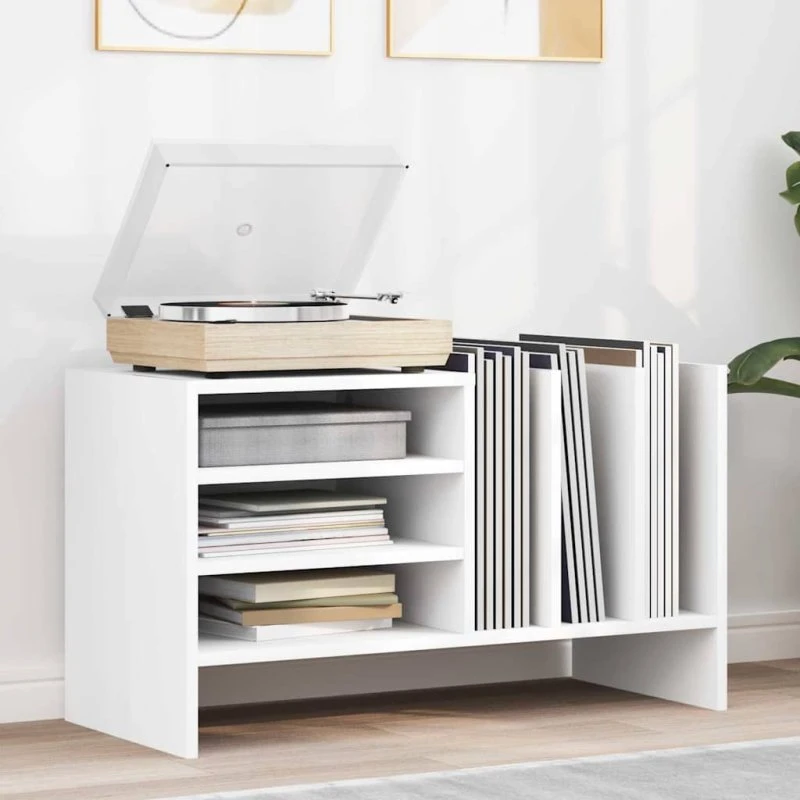 vidaXL Pladeskab Hvid 78,5 x 35 x 45 cm Konstrueret Træ