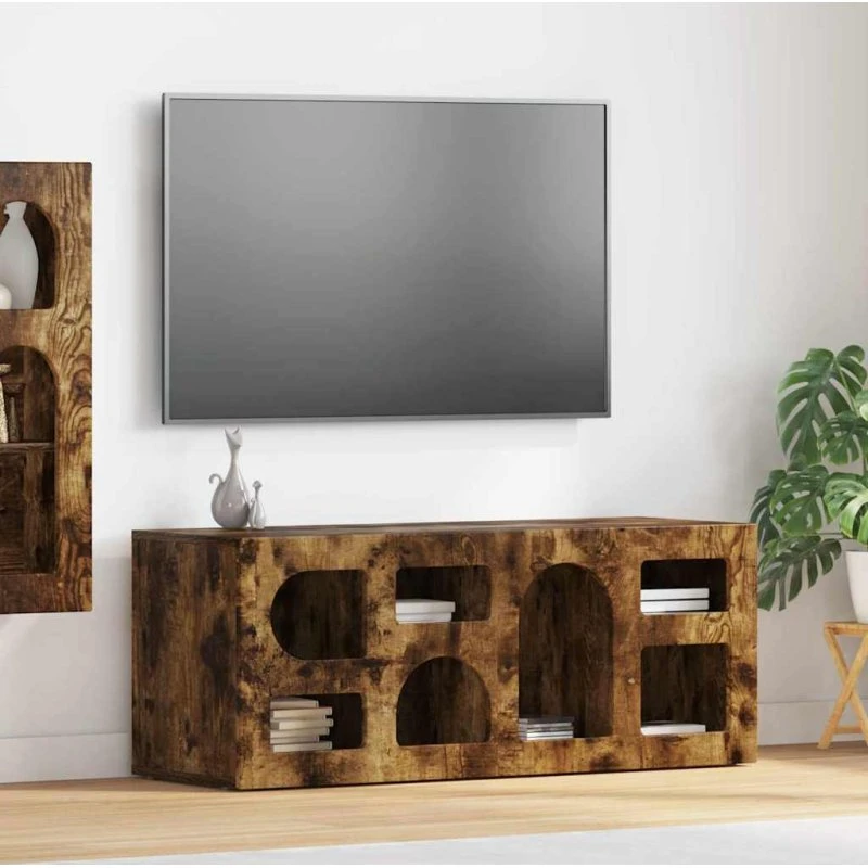 vidaXL TV-skab Røget eg 100 x 35 x 40 cm Konstrueret træ