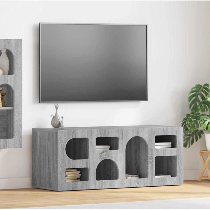 vidaXL TV-skab Grå Sonoma 100 x 35 x 40 cm Konstrueret træ