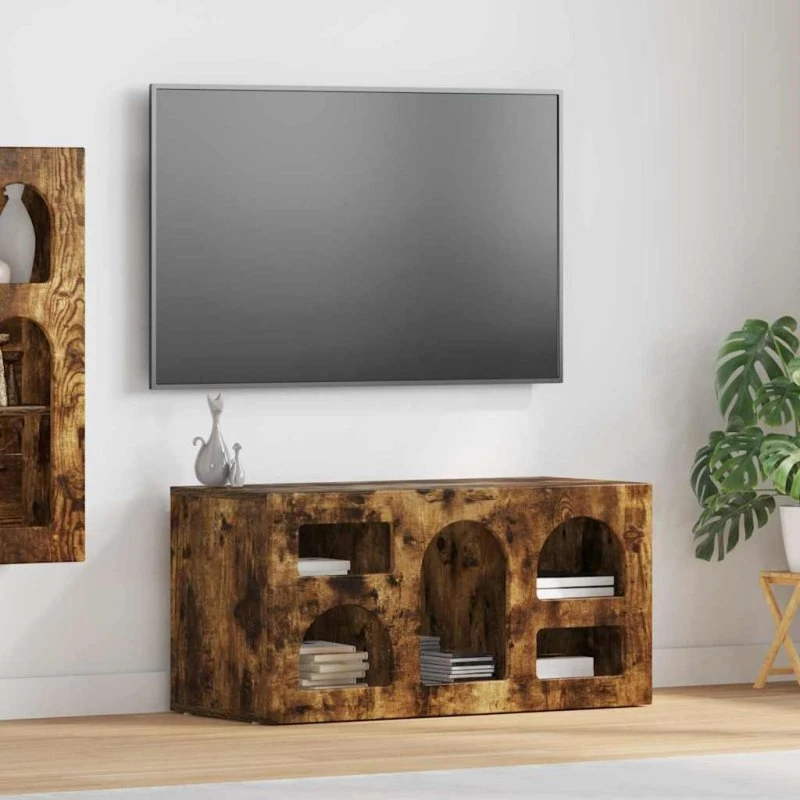 vidaXL TV-skab Røget eg 80 x 35 x 40 cm Konstrueret træ