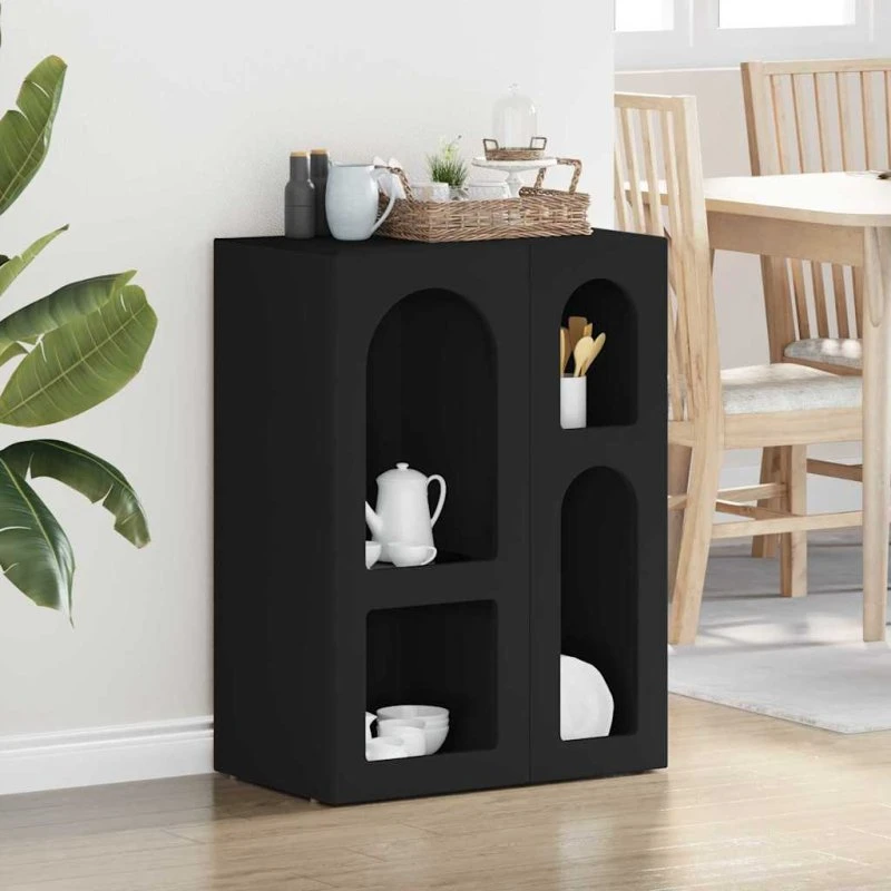 vidaXL Sideboard Sort 59 x 35 x 80,5 cm Konstrueret Træ