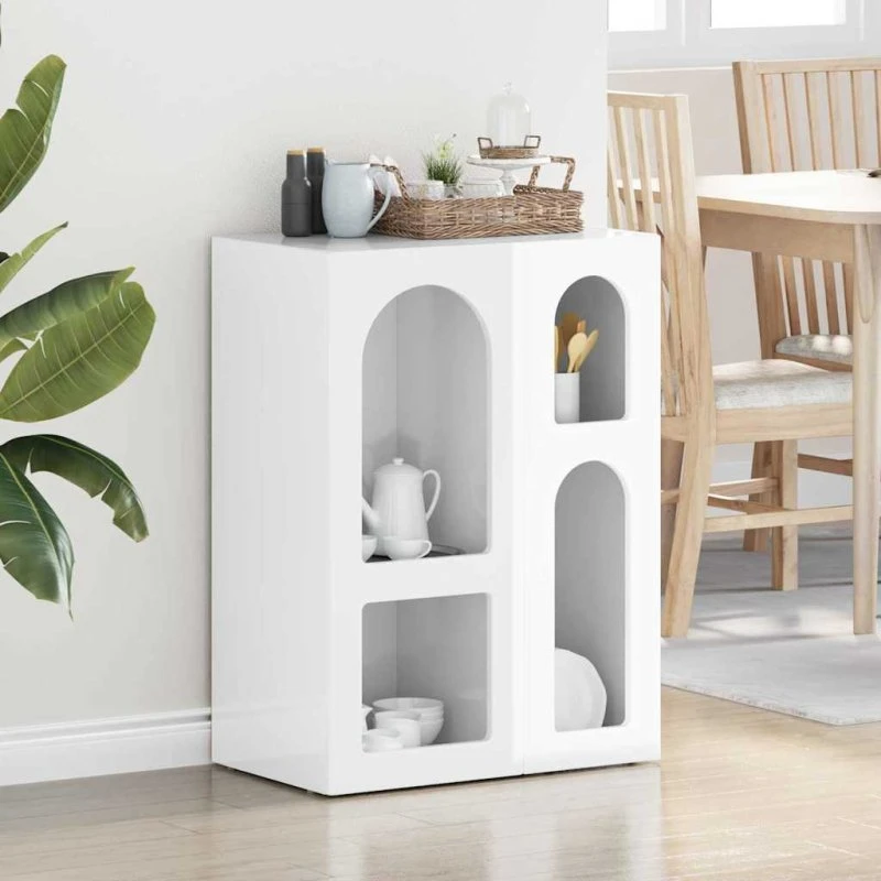 vidaXL Sideboard Hvid Højglans 59 x 35 x 80,5 cm Konstrueret Træ