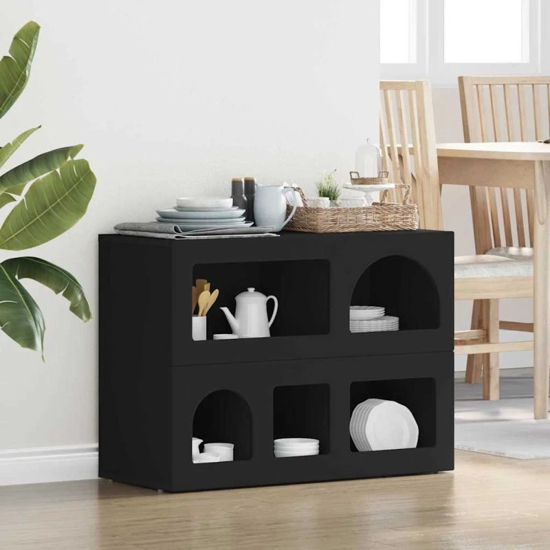 vidaXL Sideboard Sort 80,5 x 35 x 59 cm Konstrueret Træ