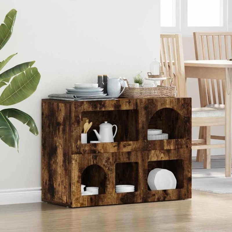 vidaXL Sideboard Røget Eg 80,5 x 35 x 59 cm Konstrueret Træ