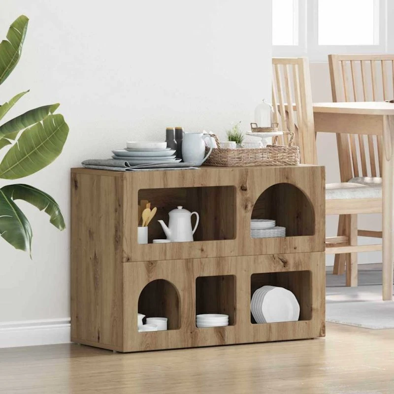 vidaXL Sideboard Artisan Egetræ 80,5 x 35 x 59 cm