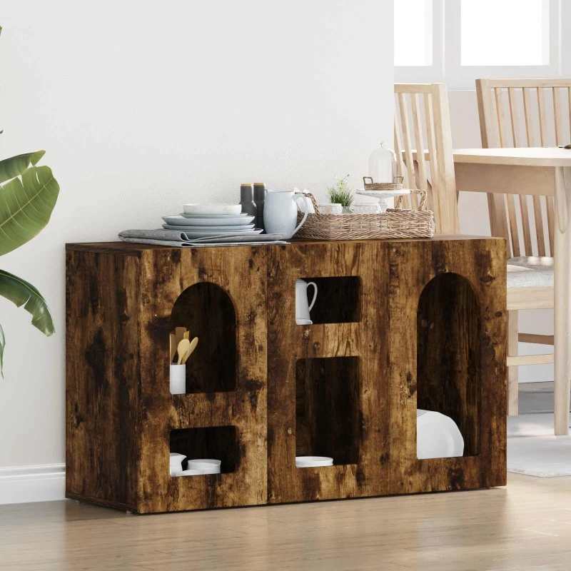 vidaXL Røget Eg Sideboard 100x35x59 cm Konstrueret Træ