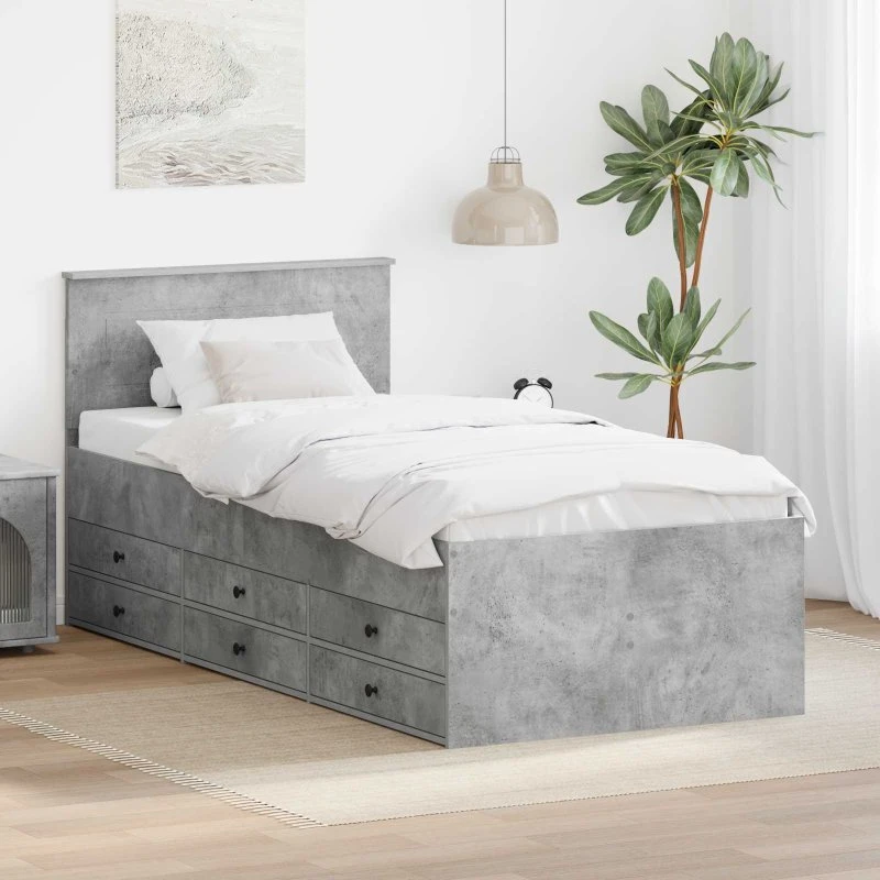 vidaXL Daybed med skuffe 90 x 190 cm Beton Grå og Sort