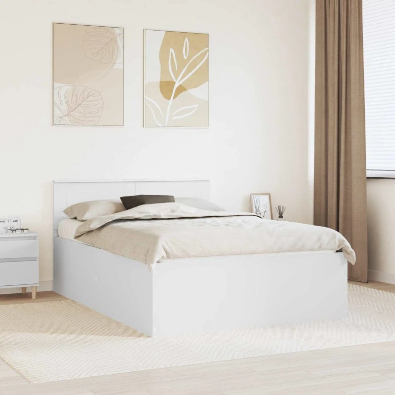 vidaXL Sengestel Hvid 160 x 200 cm Konstrueret Træ med Hovedgærde
