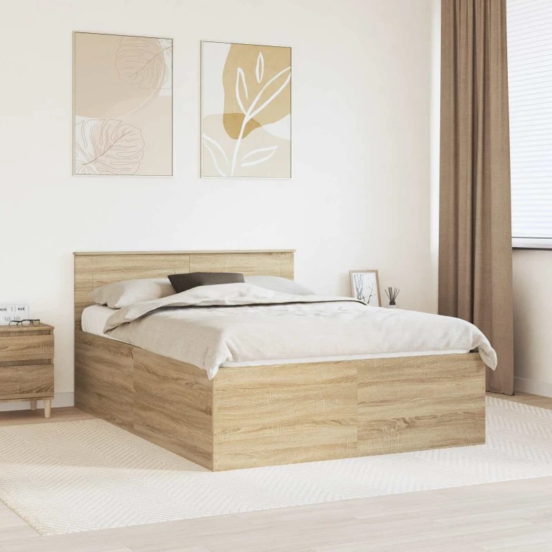 vidaXL Sengestel Sonoma Eg 150x200 cm Konstrueret Træ