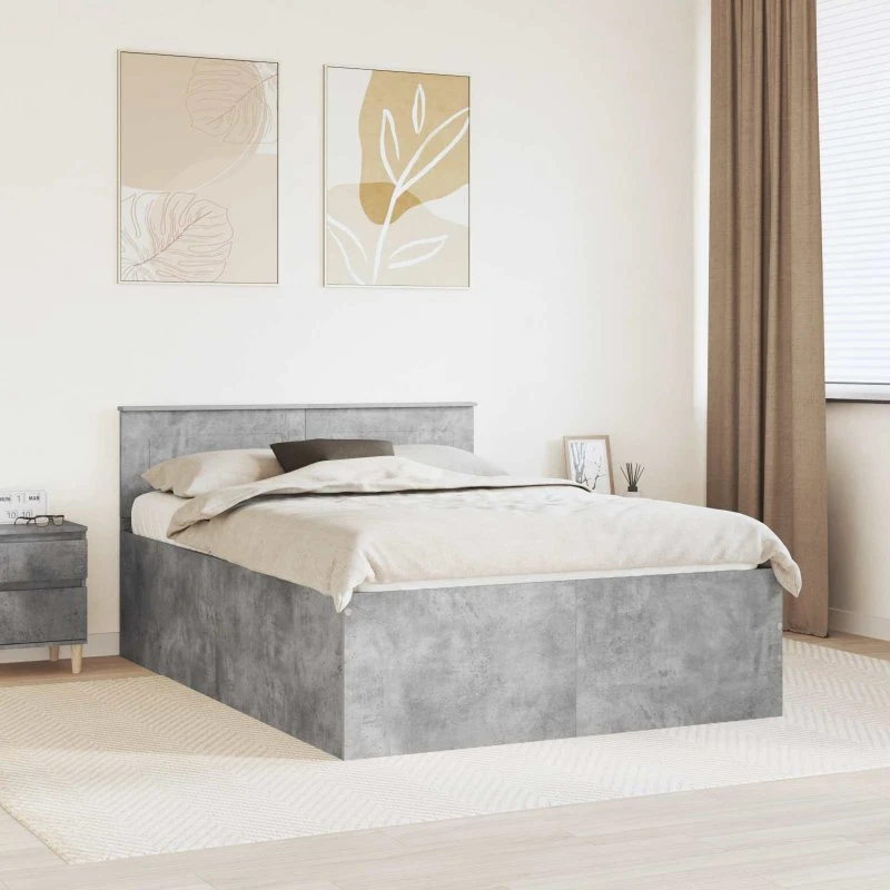 vidaXL Sengestel Beton Grå 150x200 cm Konstrueret Træ