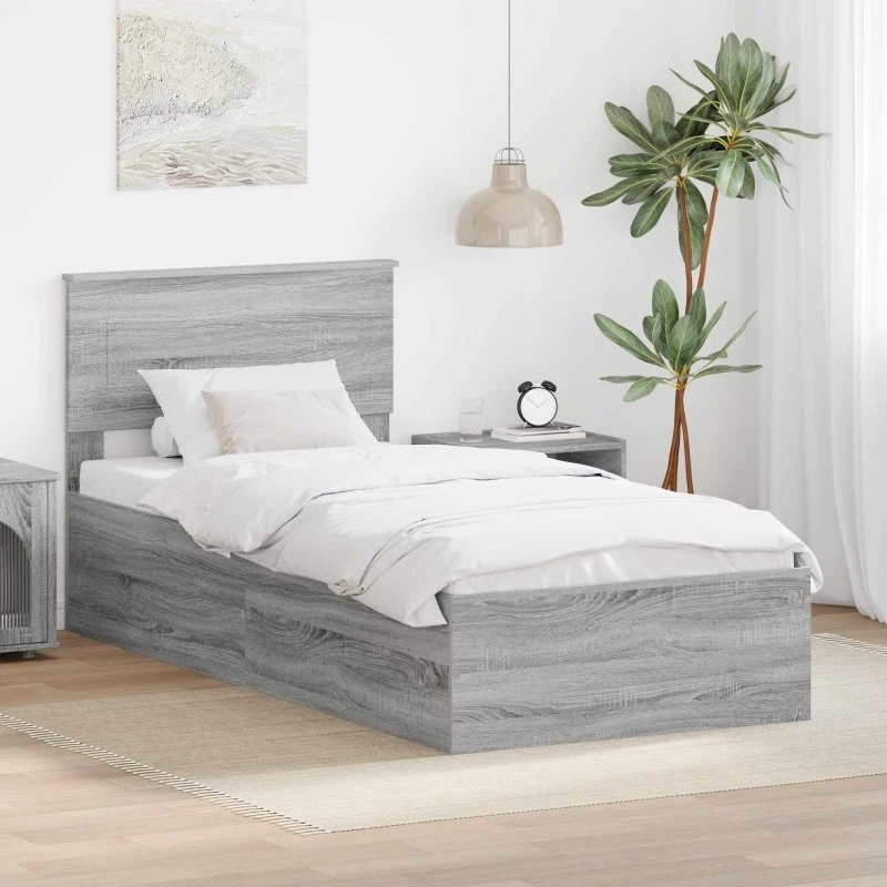 vidaXL Sengestel Grå Sonoma 100 x 200 cm Konstrueret Træ