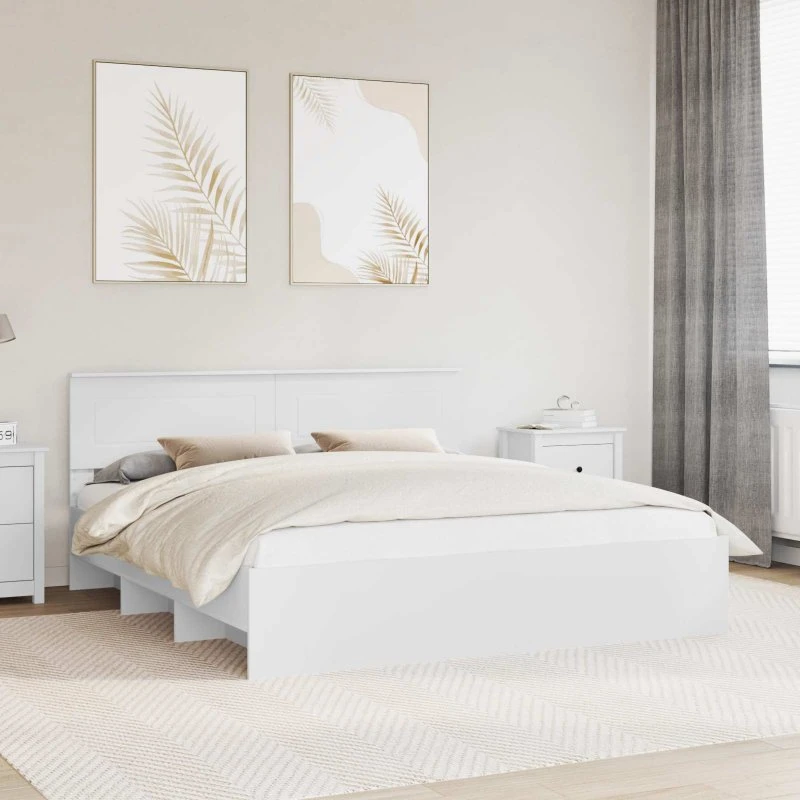 vidaXL Sengestel Hvid 180x200 cm Konstrueret Træ