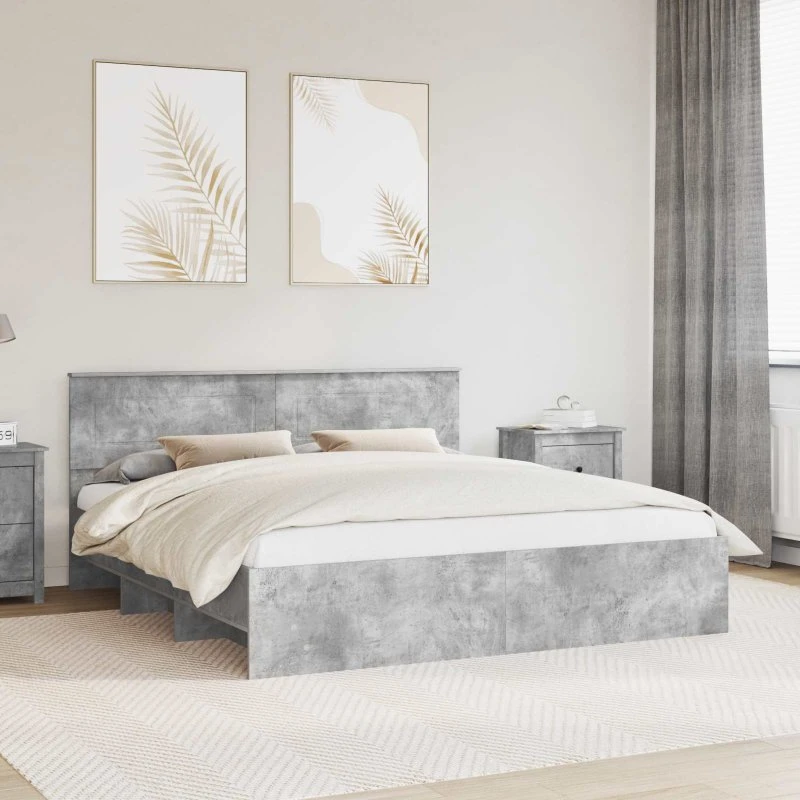 vidaXL Sengestel Beton Grå 180x200 cm Konstrueret Træ
