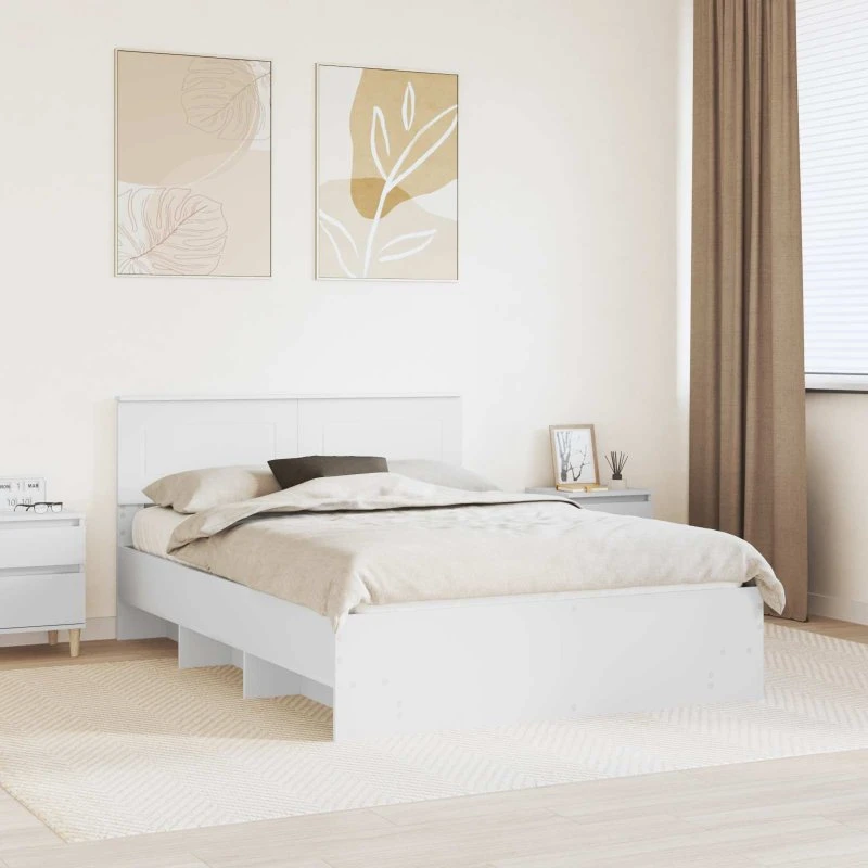 vidaXL Sengestel Hvid 160x200 cm Konstrueret Træ
