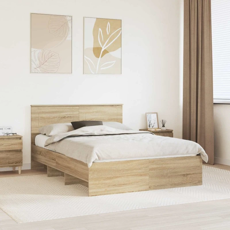 vidaXL Sengestel Sonoma Eg 150x200 cm Konstrueret Træ
