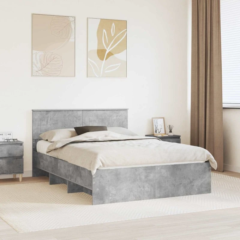 vidaXL Sengestel Beton Grå 140x200 cm Konstrueret Træ