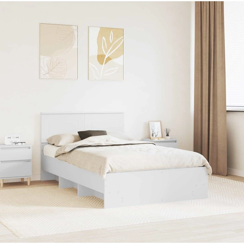 vidaXL Sengestel Hvid 137 x 203 cm Konstrueret Træ