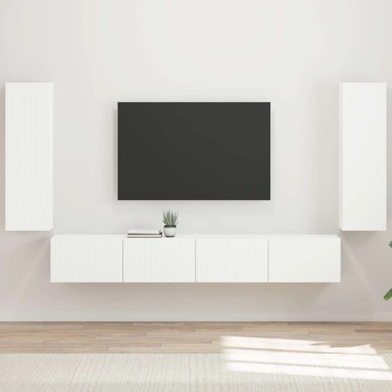 vidaXL Vægskabssæt 4-tjener Hvid Konstrueret træ 98 x 31 x 29,5 cm
