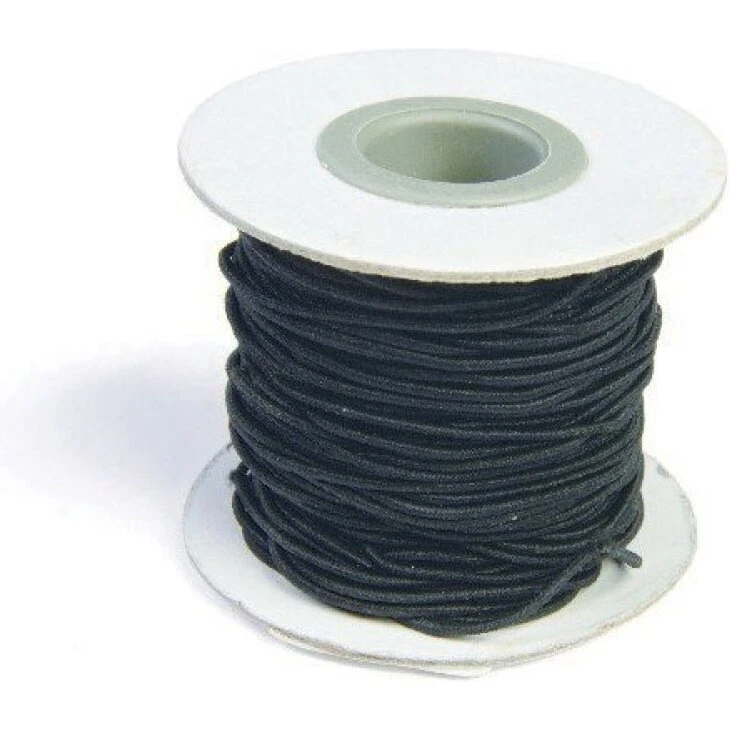 Uden mærke Elastiksnor 1,2 mm × 25 m – Sort