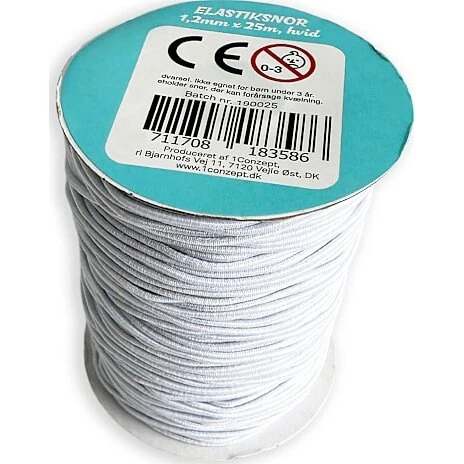 Elastiksnor til perler - hvid