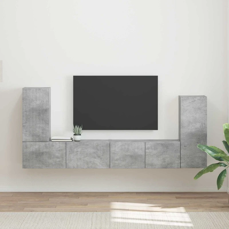 vidaXL TV-møbelsæt 4 pcs Beton Grå Konstrueret træ