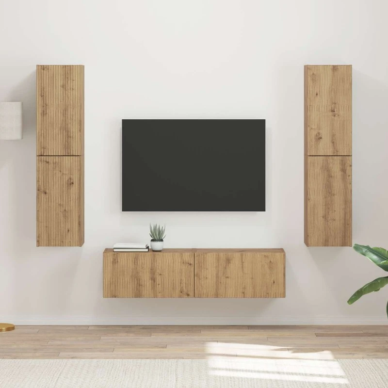 vidaXL Artisan Egetræ TV-møbelsæt 6 dels