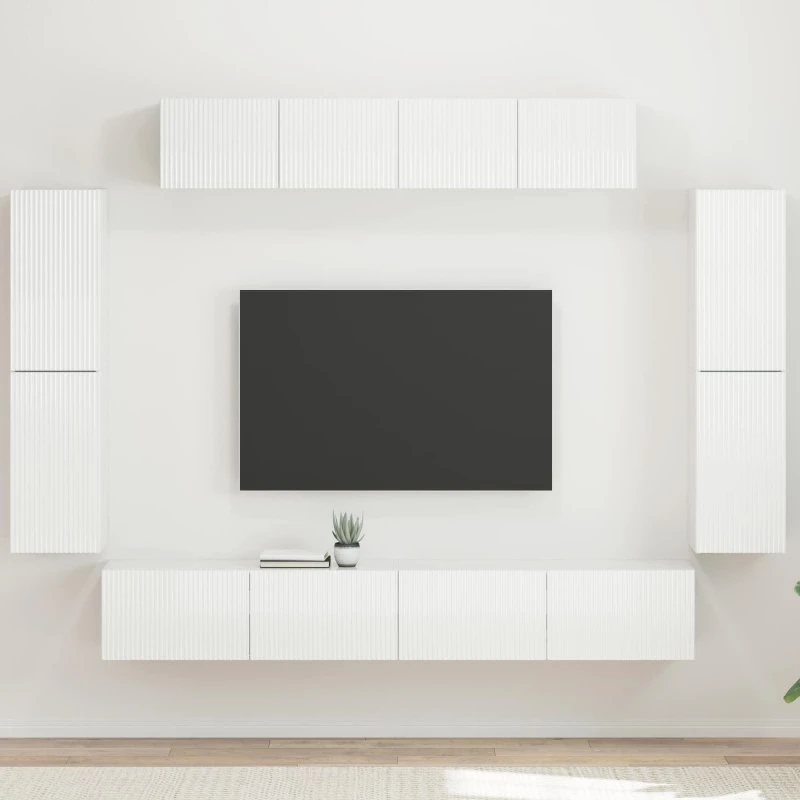 vidaXL TV-skab 8 pc Høj gloss hvid