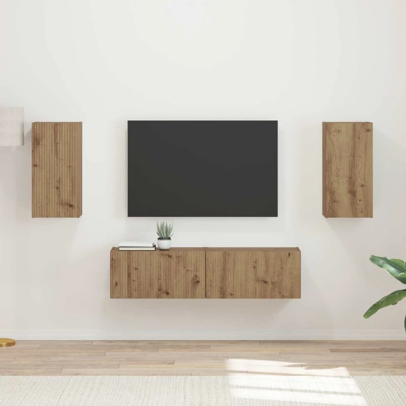vidaXL Artisan Egetræ TV-møbelsæt 4 pcs